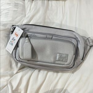 NWT Lug Hitch Metallic Silver Belt Bag with Modern Design